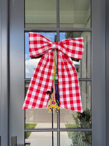 Cherry Red Check Bow