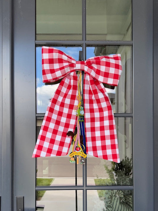 Cherry Red Check Bow