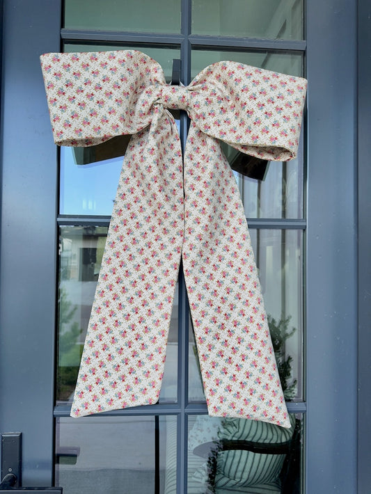 Cream Floral Bow