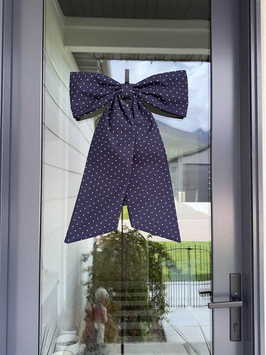 Navy Polka Dot Bow (Heavy Cotton)