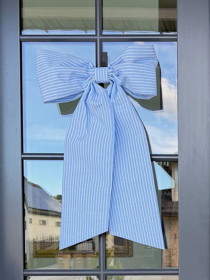Blue and White Stripe Bow (Heavy Cotton)