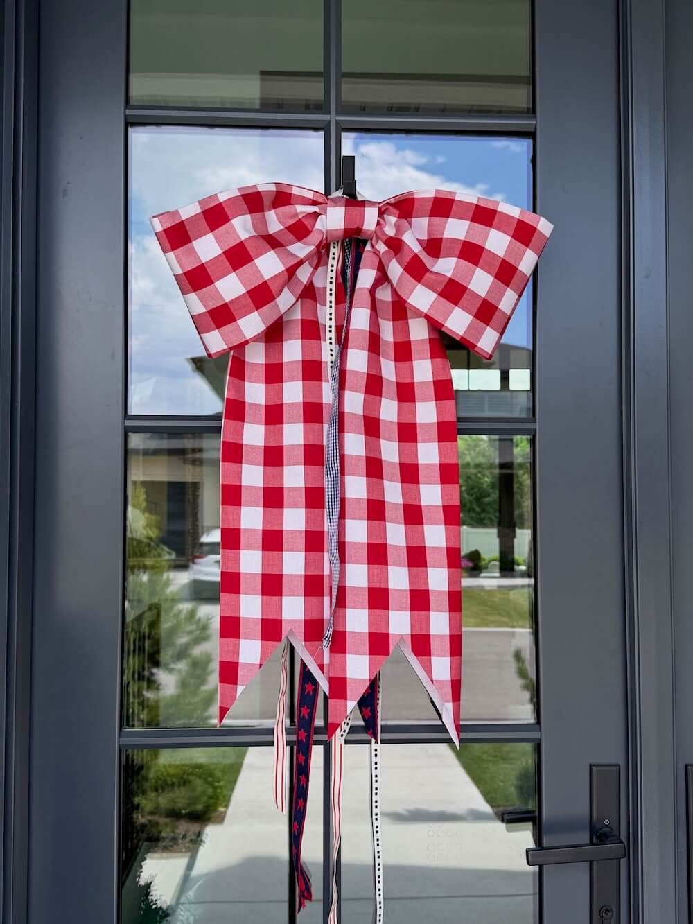 Cherry Red Check Bow