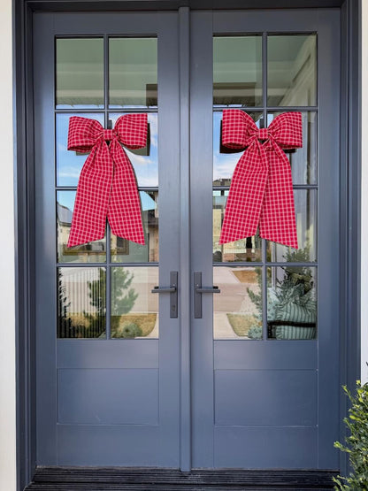 Red Plaid Bow (Heavy Cotton)