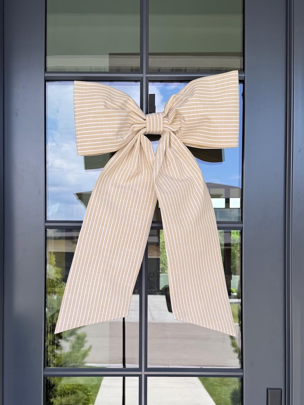 Beige and White Stripe Bow (Heavy Cotton)