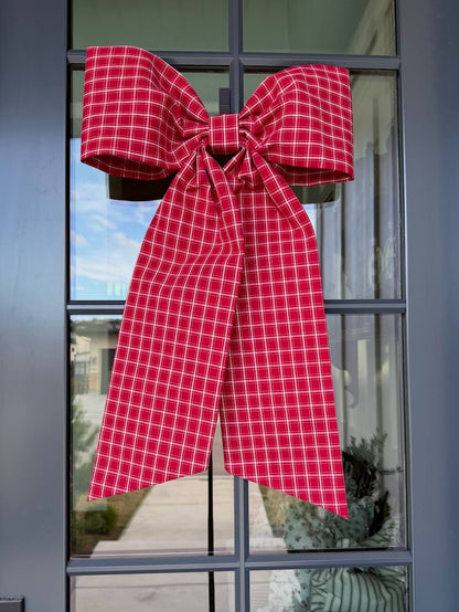 Red Plaid Bow (Heavy Cotton)