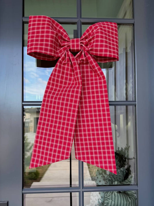 Red Plaid Bow (Heavy Cotton)