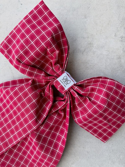 Red Plaid Bow (Heavy Cotton)