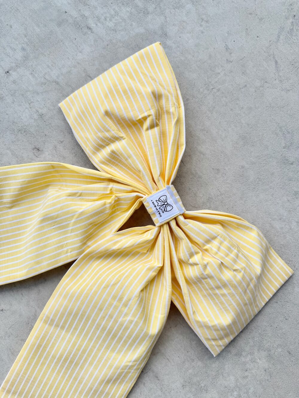 Yellow and White Stripe Bow (Heavy Cotton)