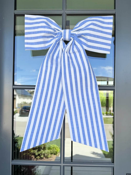 Blue Bold Stripe Bow (Heavy Cotton)