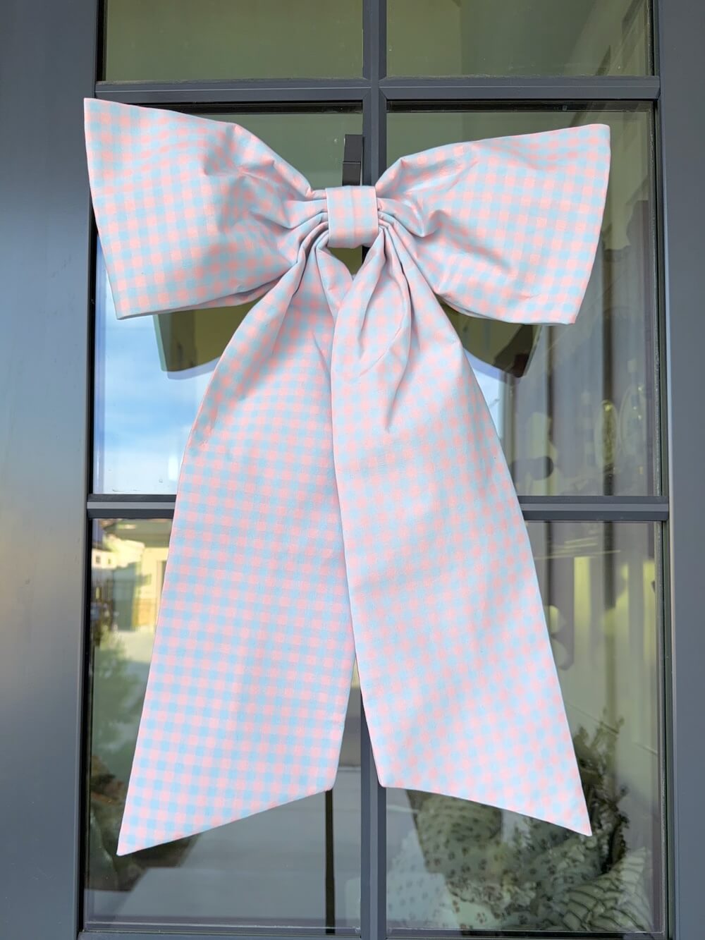 Pink and Blue Gingham Bow (Heavy Cotton)