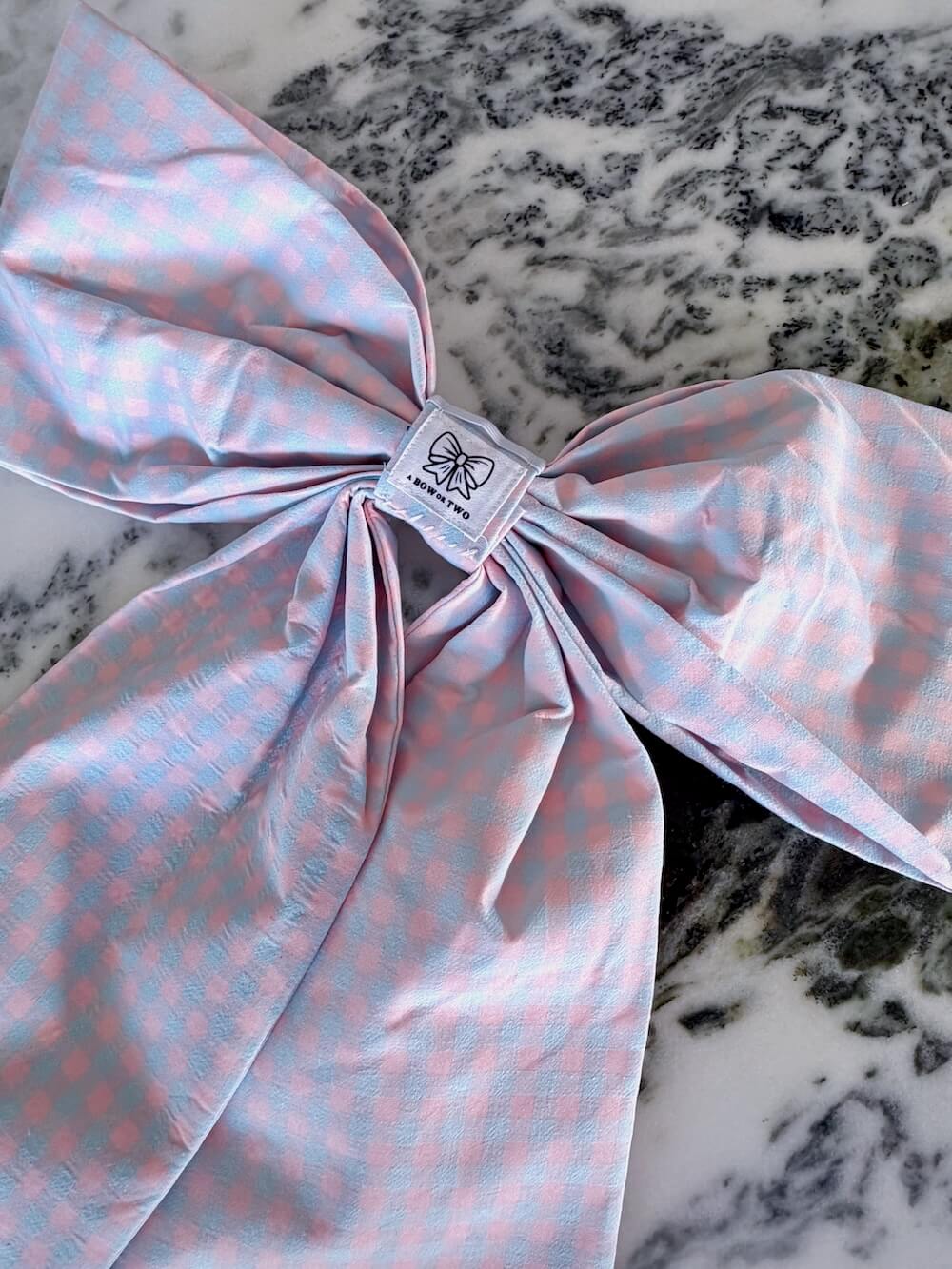 Pink and Blue Gingham Bow (Heavy Cotton)