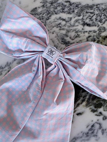 Pink and Blue Gingham Bow (Heavy Cotton)