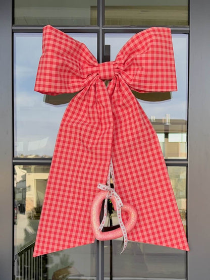 Pink and Red Gingham Bow (Heavy Cotton)